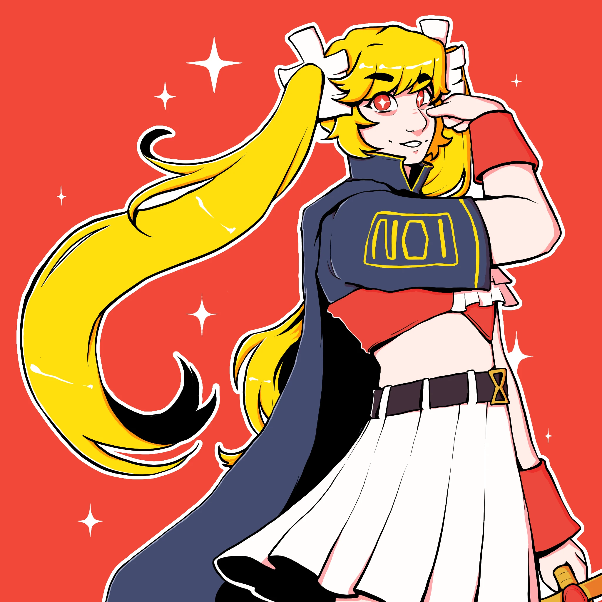 a digital halfbody illustration of Hatsune Miku from the music video Super Superhero by producer PinocchioP